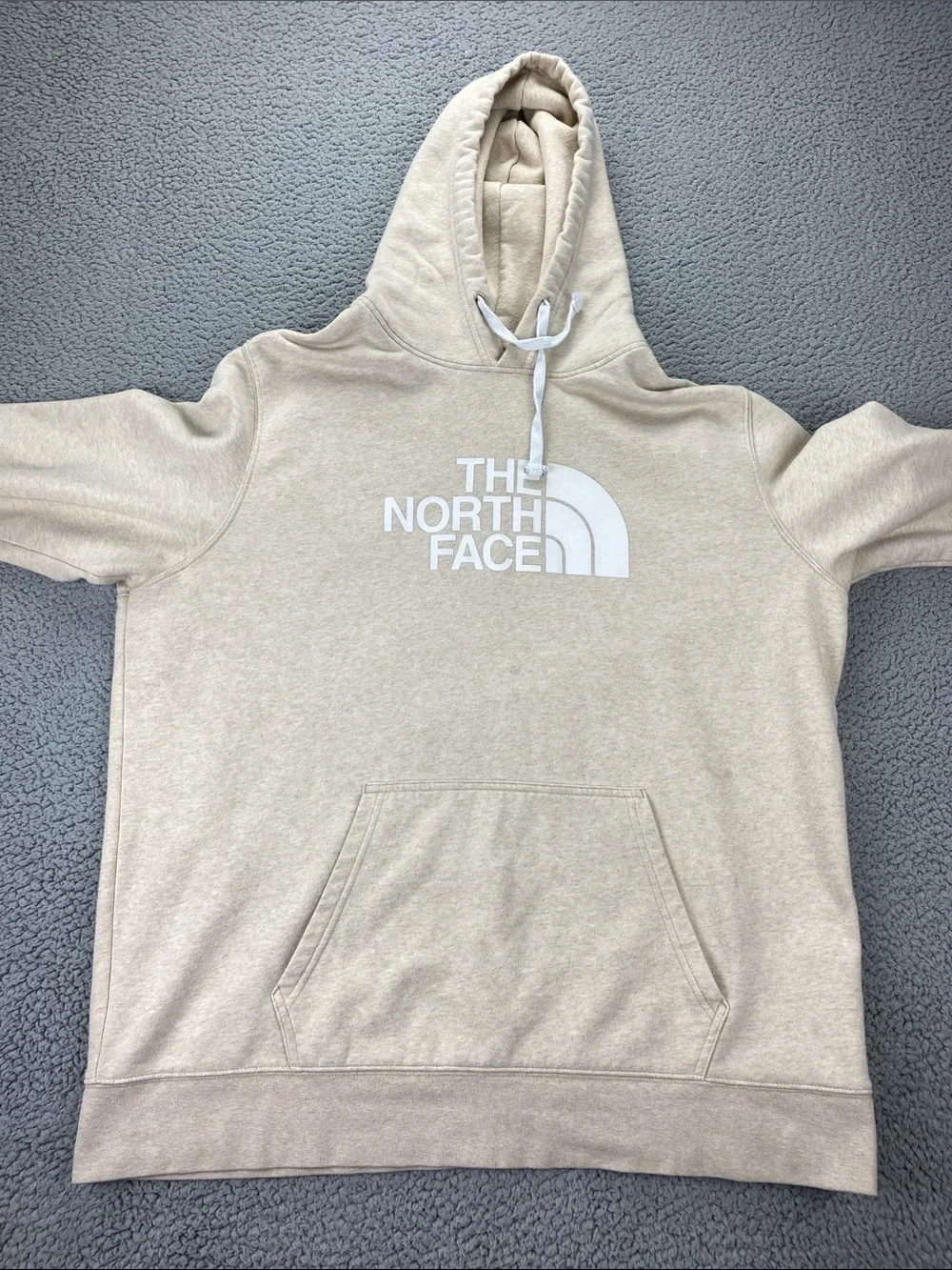 The North Face Hoodie Men's Oatmeal Half Dome Logo Pullover Sweatshirt  Size: XL